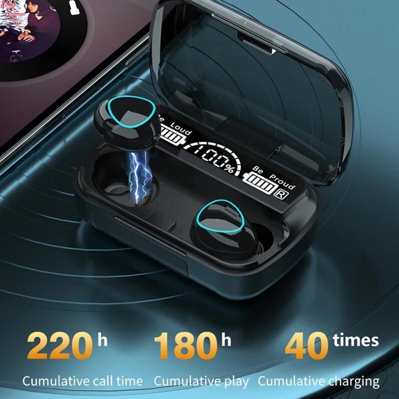 9D Hi-Fi Sound Wireless Earbuds with LED Display Power Bank