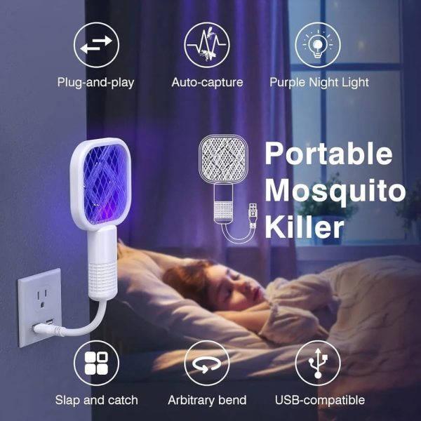 Zappify Mini USB Rechargeable Mosquito Racket – UV Light Electric Bug Zapper & Fly Swatter (Multicolors)