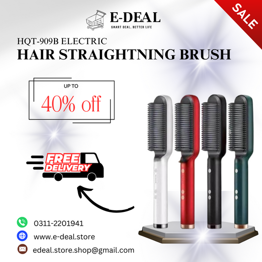 HQT-909B Electric Professional Hair Straightening Brush (Random Colors)