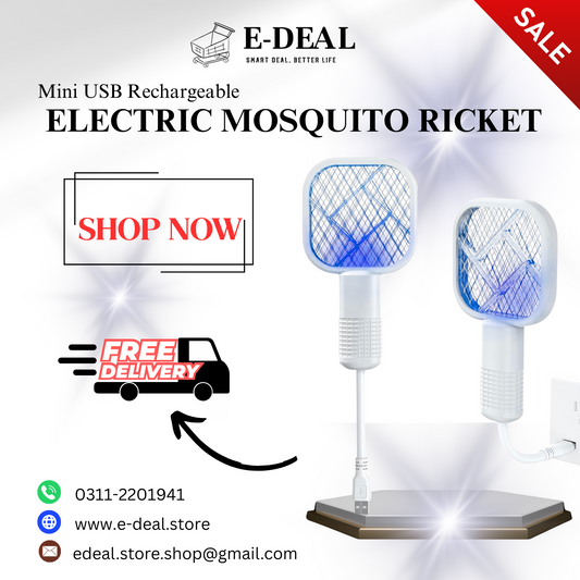 Zappify Mini USB Rechargeable Mosquito Racket – UV Light Electric Bug Zapper & Fly Swatter (Multicolors)