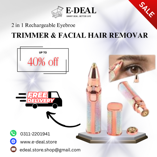 2-in-1 Rechargeable Eyebrow Trimmer & Facial Hair Remover (BZ-203A)