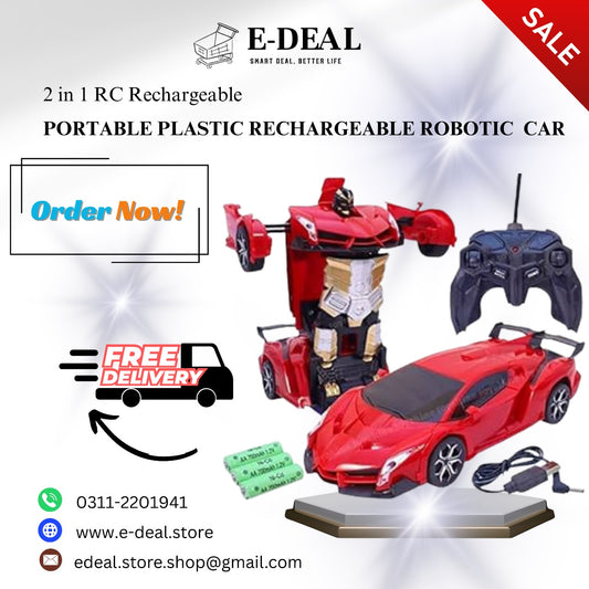 2 in 1 RC Rechargeable Portable Plastic Robotic  Car