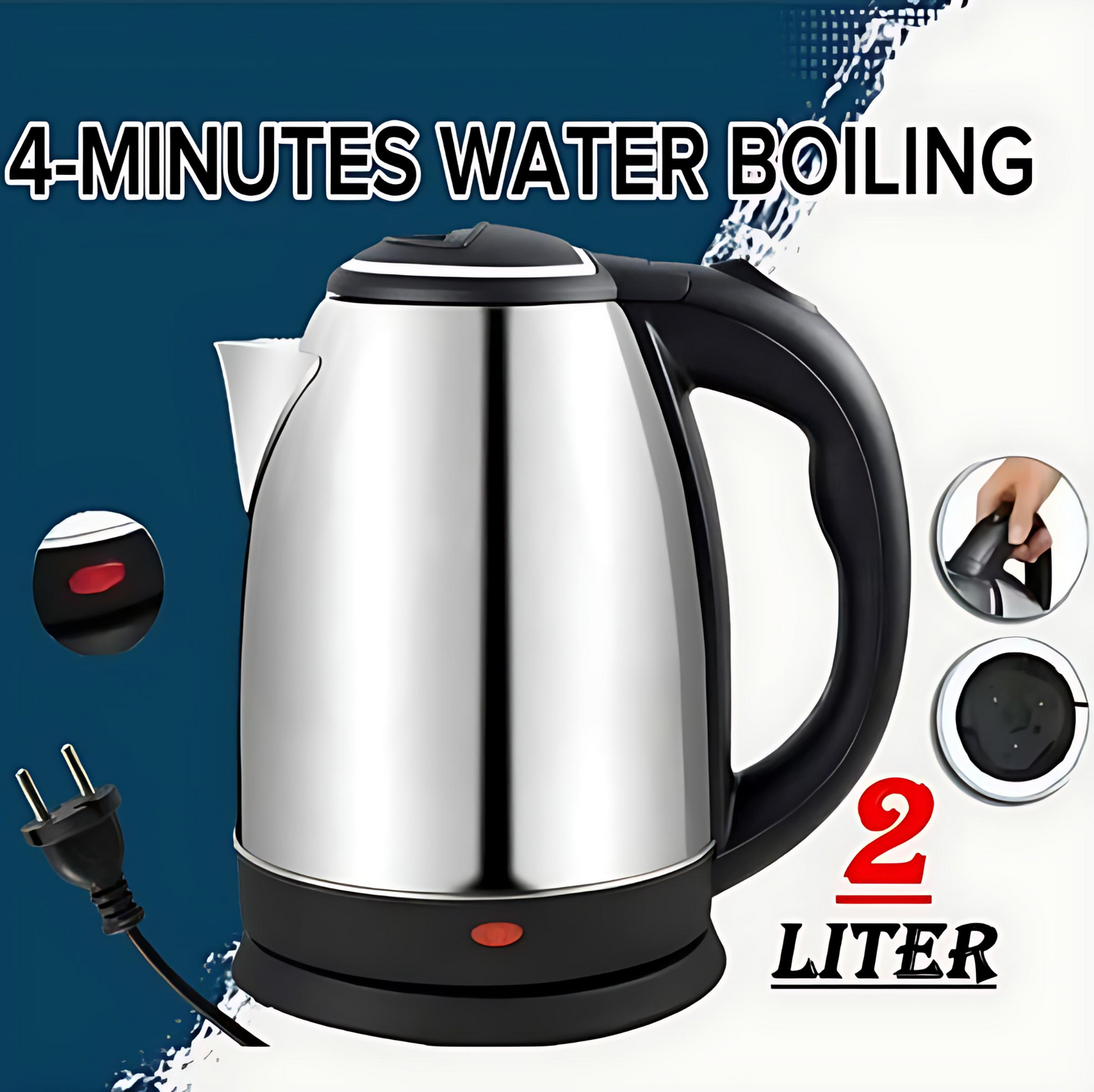 Automatic Electric Kettle 2.0L – Stainless Steel Fast Boil Kettle with LED Display