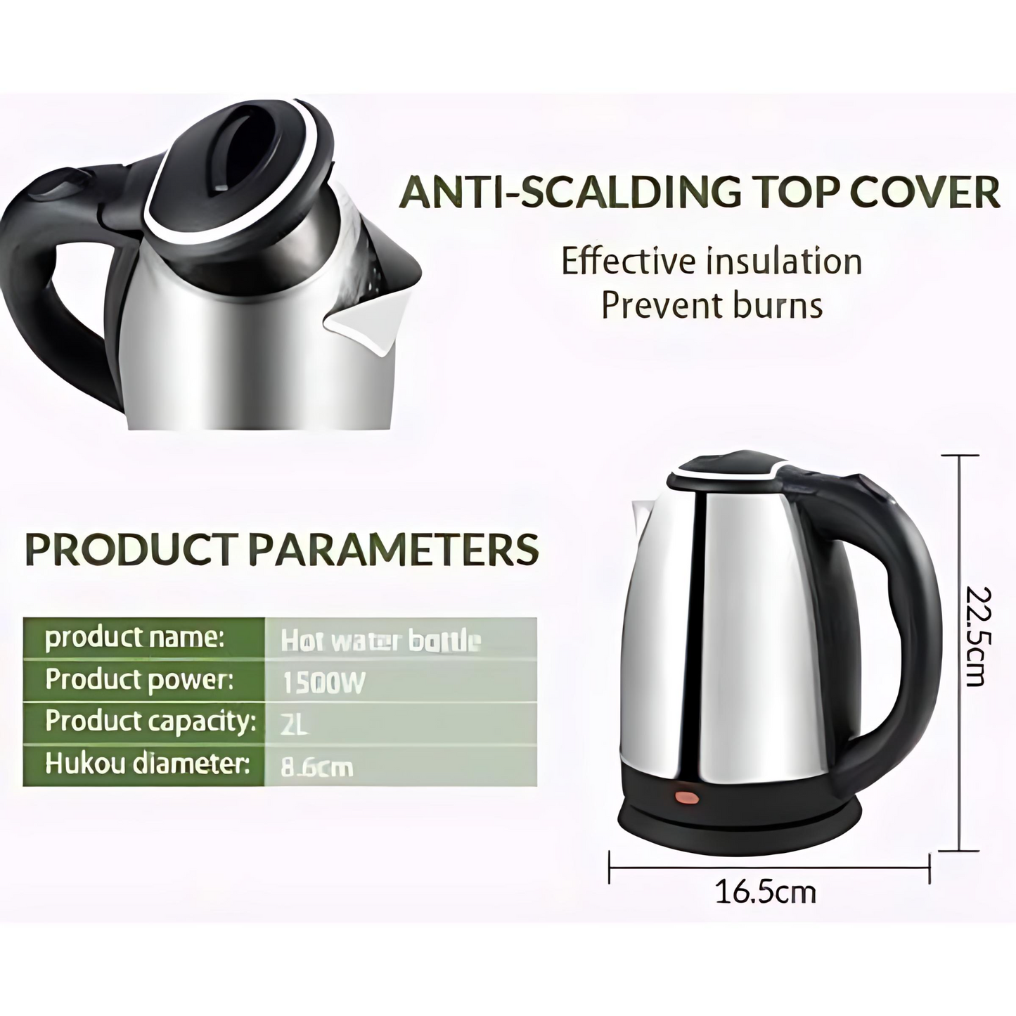 Automatic Electric Kettle 2.0L – Stainless Steel Fast Boil Kettle with LED Display
